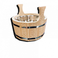 Шайка из липы 5л с нержавеющей вставкой и тиснением ЛТ-12