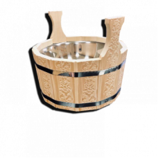 Шайка из липы 5л с нержавеющей вставкой и тиснением ЛТ-12